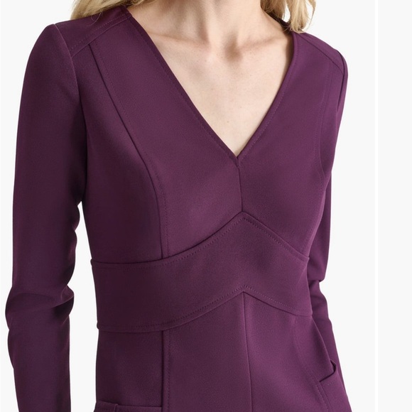 DKNY Elegant Purple Long Sleeve Dress - Picture 3 of 11